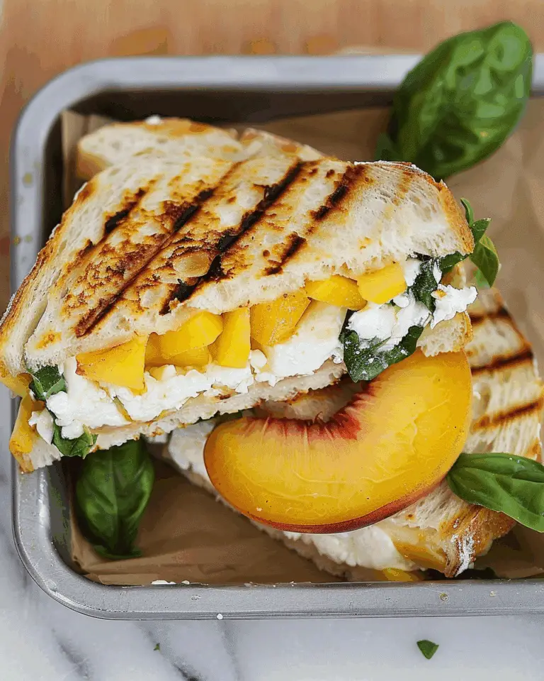 Goat Cheese, Peach and Basil Panini