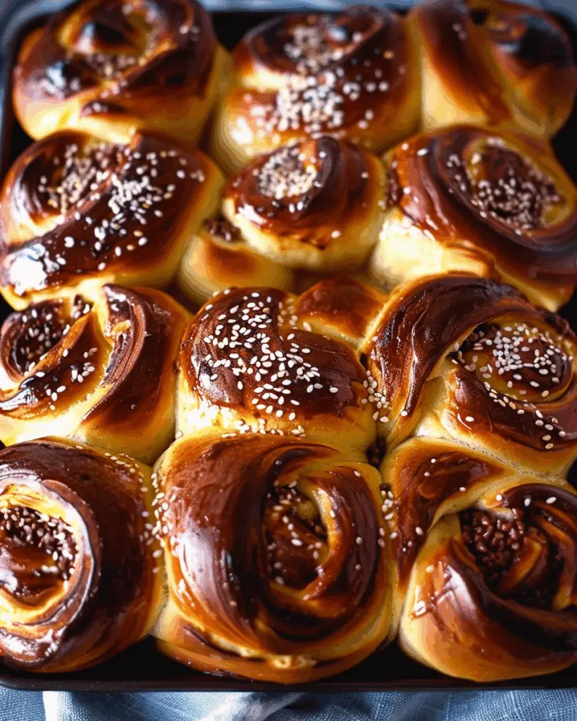 Chocolate Tahini Challah Buns