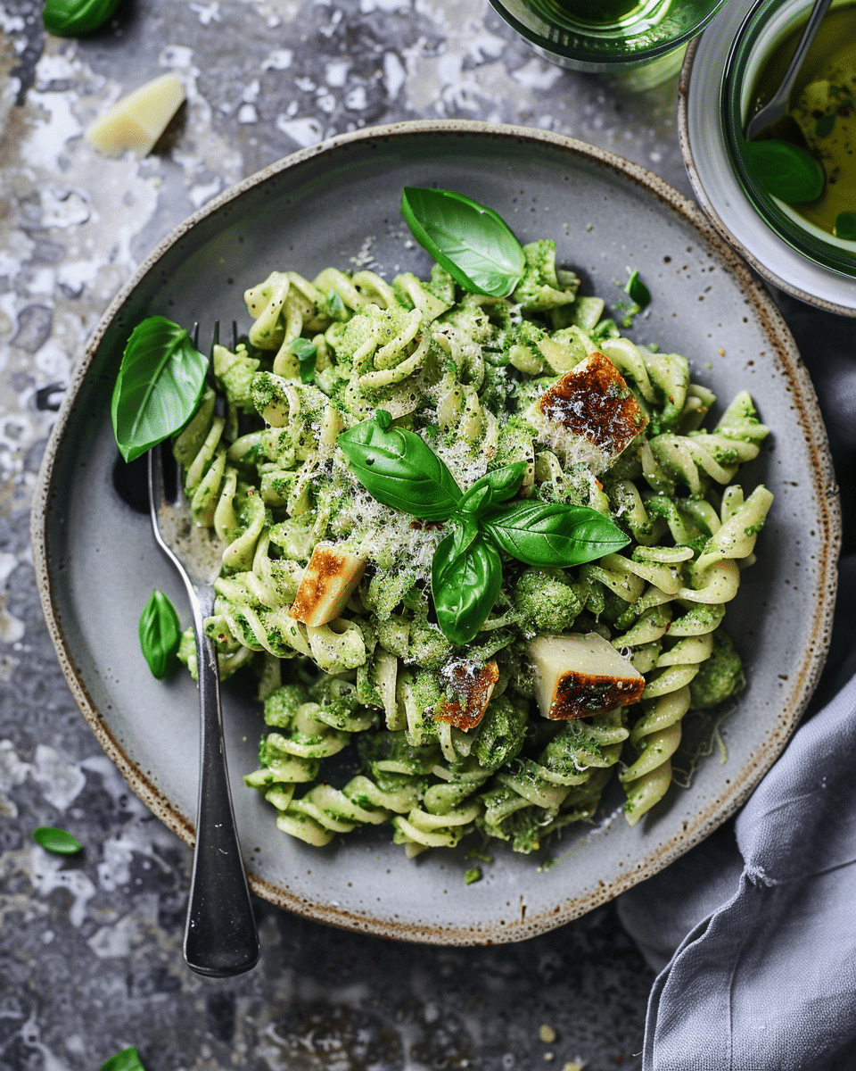 Creamy Vegan Pesto Pasta & Cauliflower