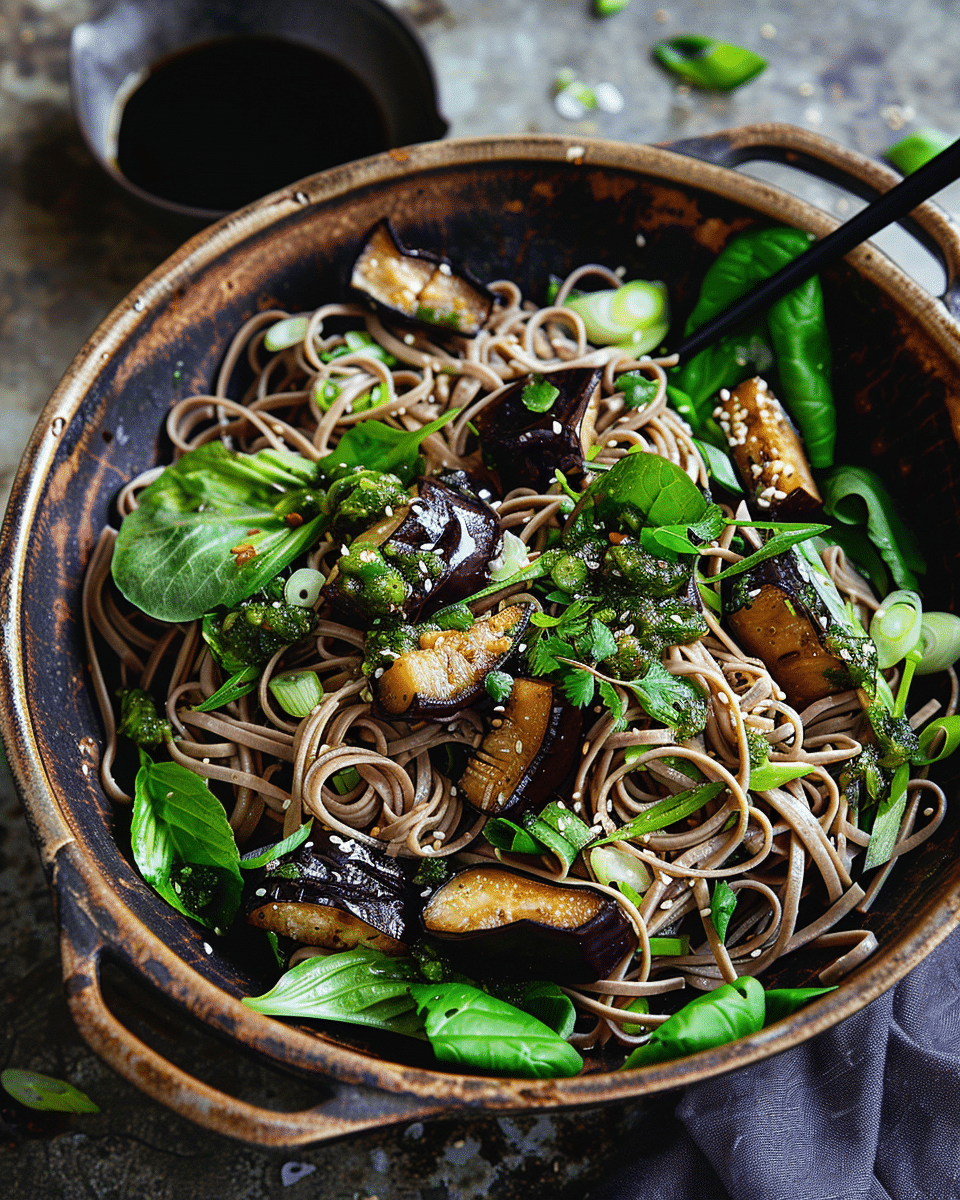 Soba Salad with Miso & Ginger Aubergine