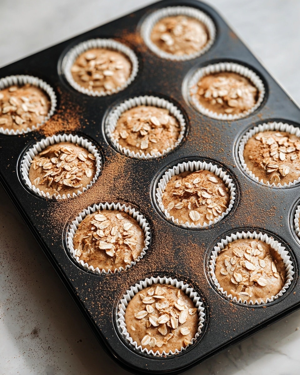 A single brown muffin with a slightly rough texture sits centered on a plain white plate. The muffin has a crinkled paper liner around its base and a bumpy top sprinkled with small oats and nut pieces, giving it a rustic look. The background is softly blurred with hints of yellow, resting on a white marbled surface. photo taken with an iphone --ar 4:5 --v 7