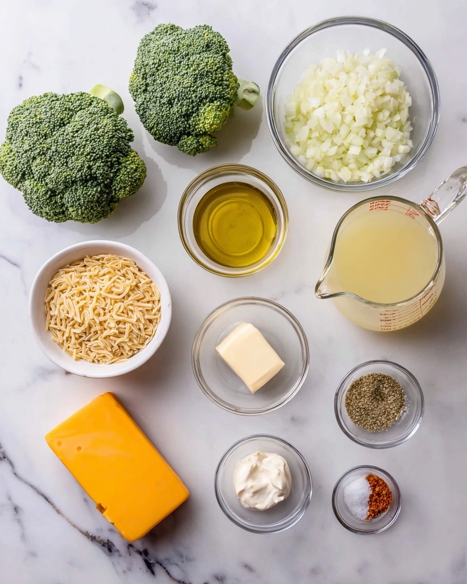 A shiny silver pan is filled with a creamy mixture of small green broccoli florets and soft white pasta pieces. On top, there is a pile of bright orange shredded cheese, creating a contrast with the green and white layers underneath. The pan sits on a white marbled surface, adding a clean and fresh look to the image. The photo taken with an iphone --ar 4:5 --v 7