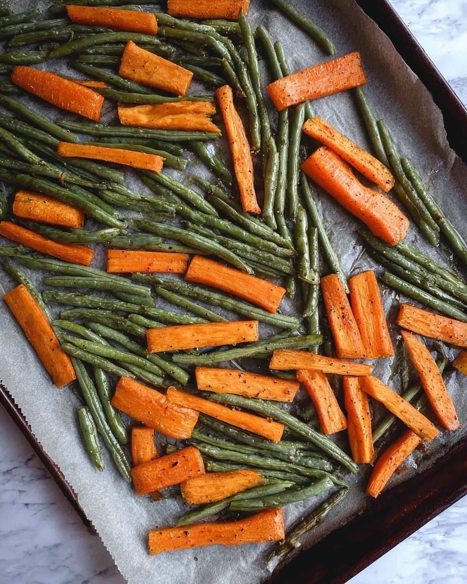 A top view of fresh green beans piled in the center of a wooden cutting board with a chequered wood pattern, two whole bright orange carrots placed vertically on the right side of the board, and four small white bowls around the board on a white marbled surface. Two of the bowls have light yellow liquids, while the other two contain white powder and black pepper. photo taken with an iphone --ar 4:5 --v 7