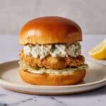Crispy Shrimp Burgers with Tartar Sauce and Honey Mustard Aioli Recipe