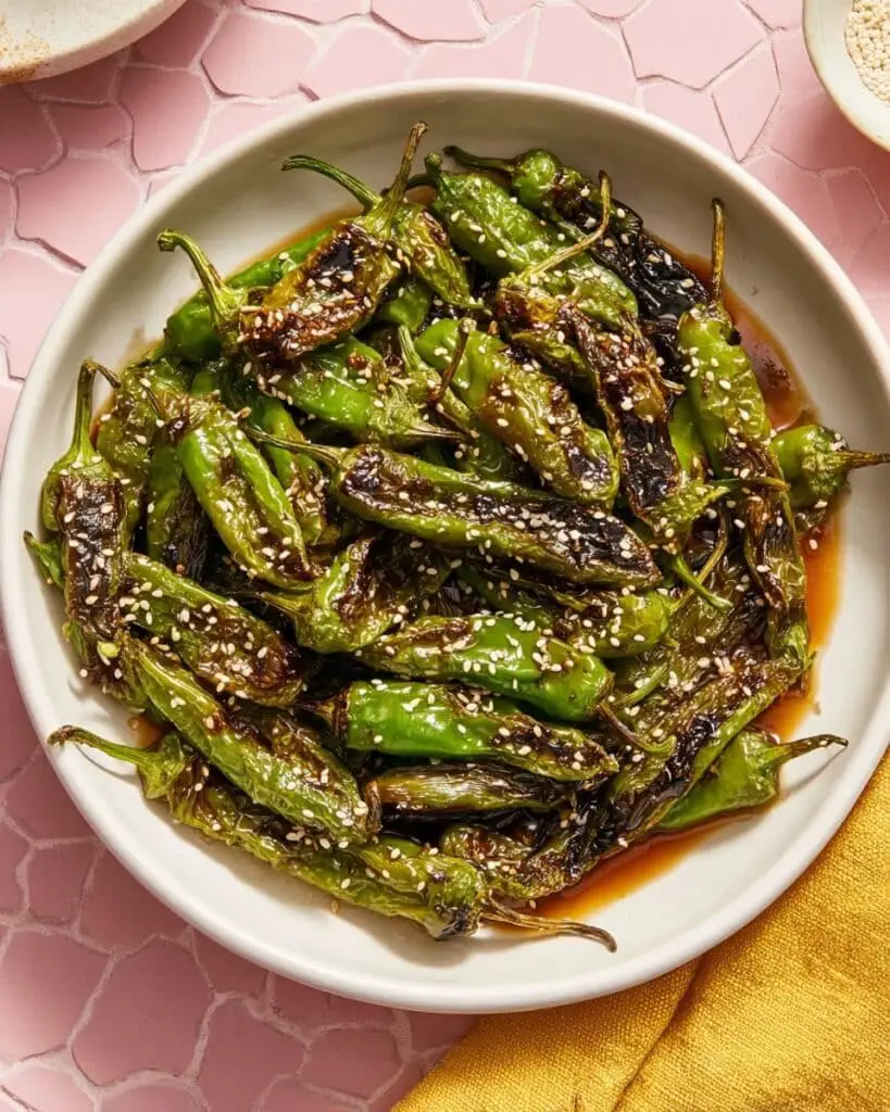 Blistered Shishito Peppers with Soy-Garlic Sesame Sauce Recipe