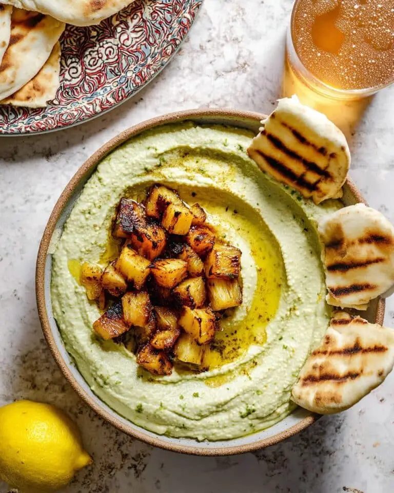 Edamame Hummus with Sumac-Grilled Pineapple Recipe