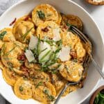 Sun-Dried Tomato and Spinach Cheese Ravioli with Creamy Basil Sauce Recipe
