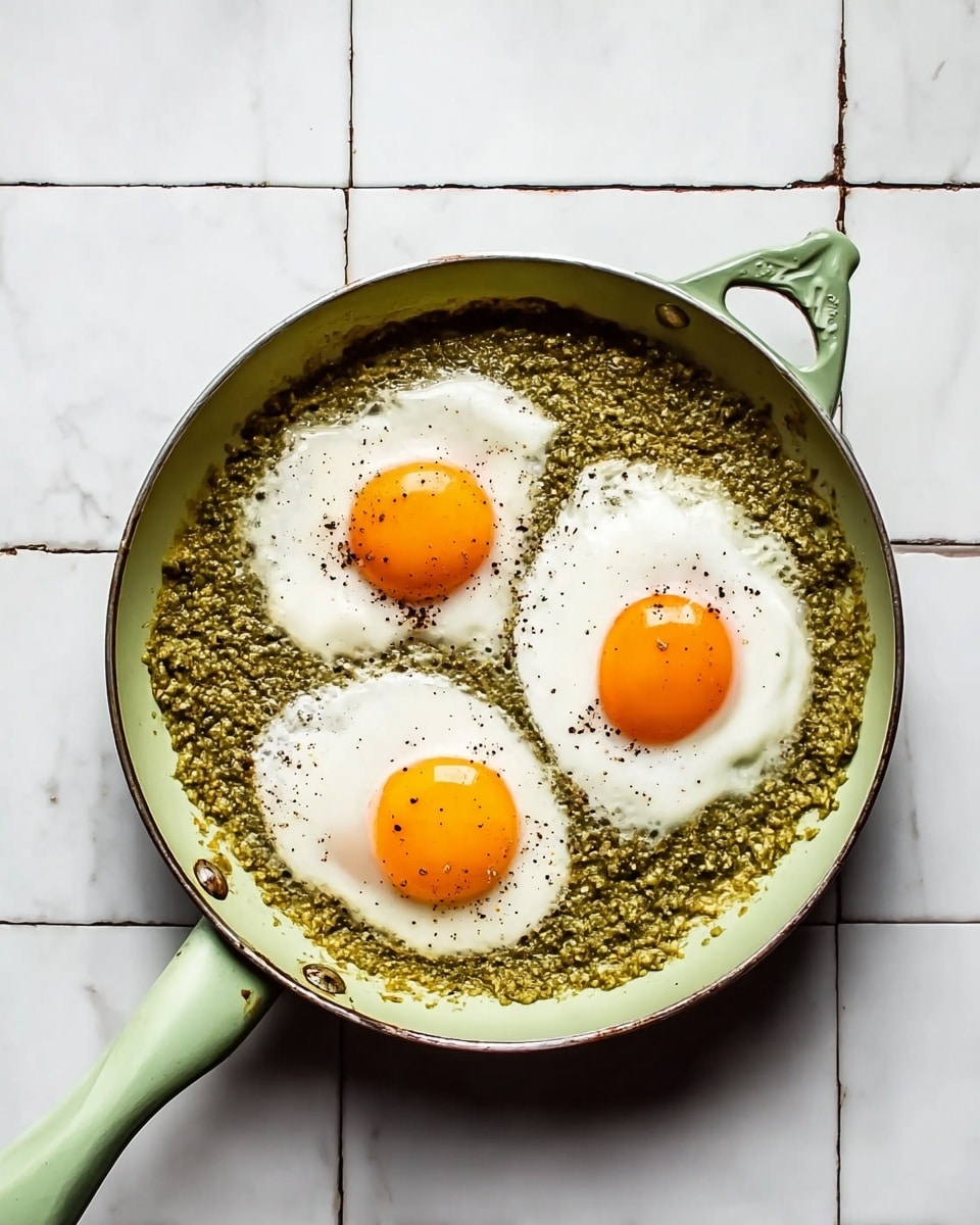 The dish is served in a white bowl filled with a green sauce base that has a slightly chunky texture, topped with four bright orange sunny-side-up eggs with soft whites around the yolks. Scattered evenly are white crumbles of cheese and thin, circular slices of red radishes. There are bright green cilantro leaves placed on top and around the eggs, adding freshness. On the side inside the bowl are a few white corn tortillas, slightly toasted, folded and leaning on the sauce. There are lime wedges placed on the edge of the bowl adding vibrant color. A woman's hand is holding a fork with a piece of egg yolk on it, hovering over the dish. The background is a white marbled surface, and a stack of white tortillas can be seen in a white plate partly visible near the bowl. photo taken with an iphone --ar 4:5 --v 7