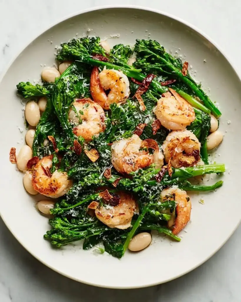 Spicy Broccoli Rabe with White Beans and Shrimp Recipe
