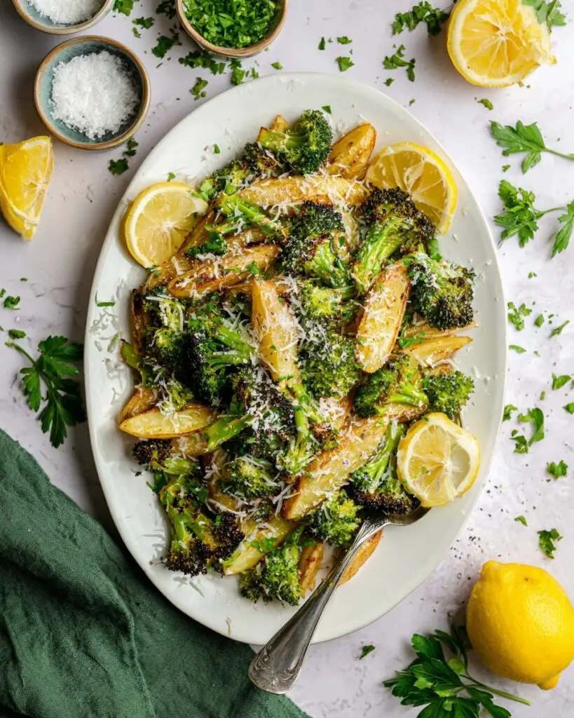 Roasted Potatoes and Broccoli with Parmesan and Lemon Recipe