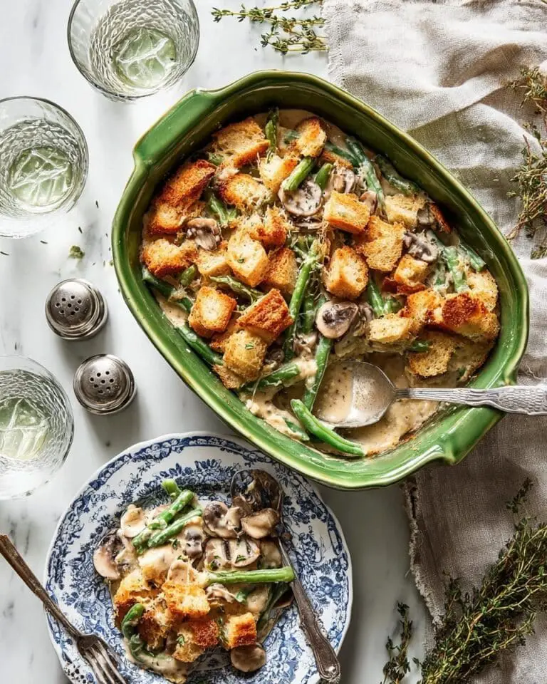 Green Bean Casserole with Cashew Cream and Sourdough Breadcrumbs Recipe