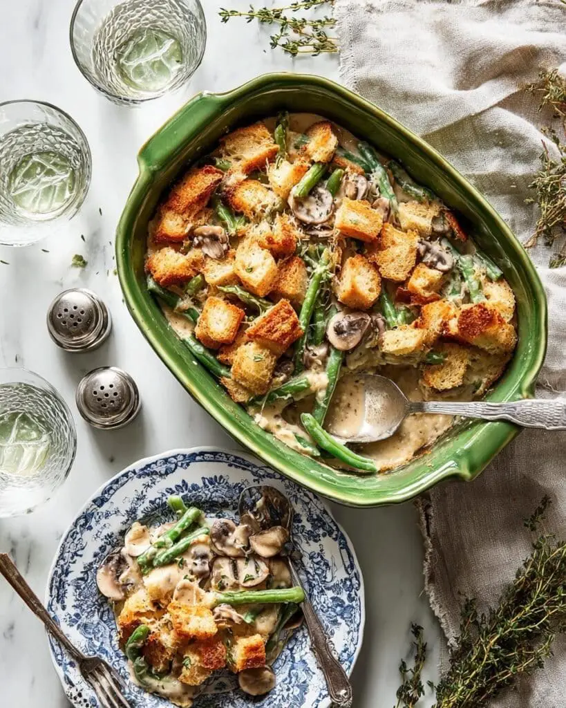 Green Bean Casserole with Cashew Cream and Sourdough Breadcrumbs Recipe
