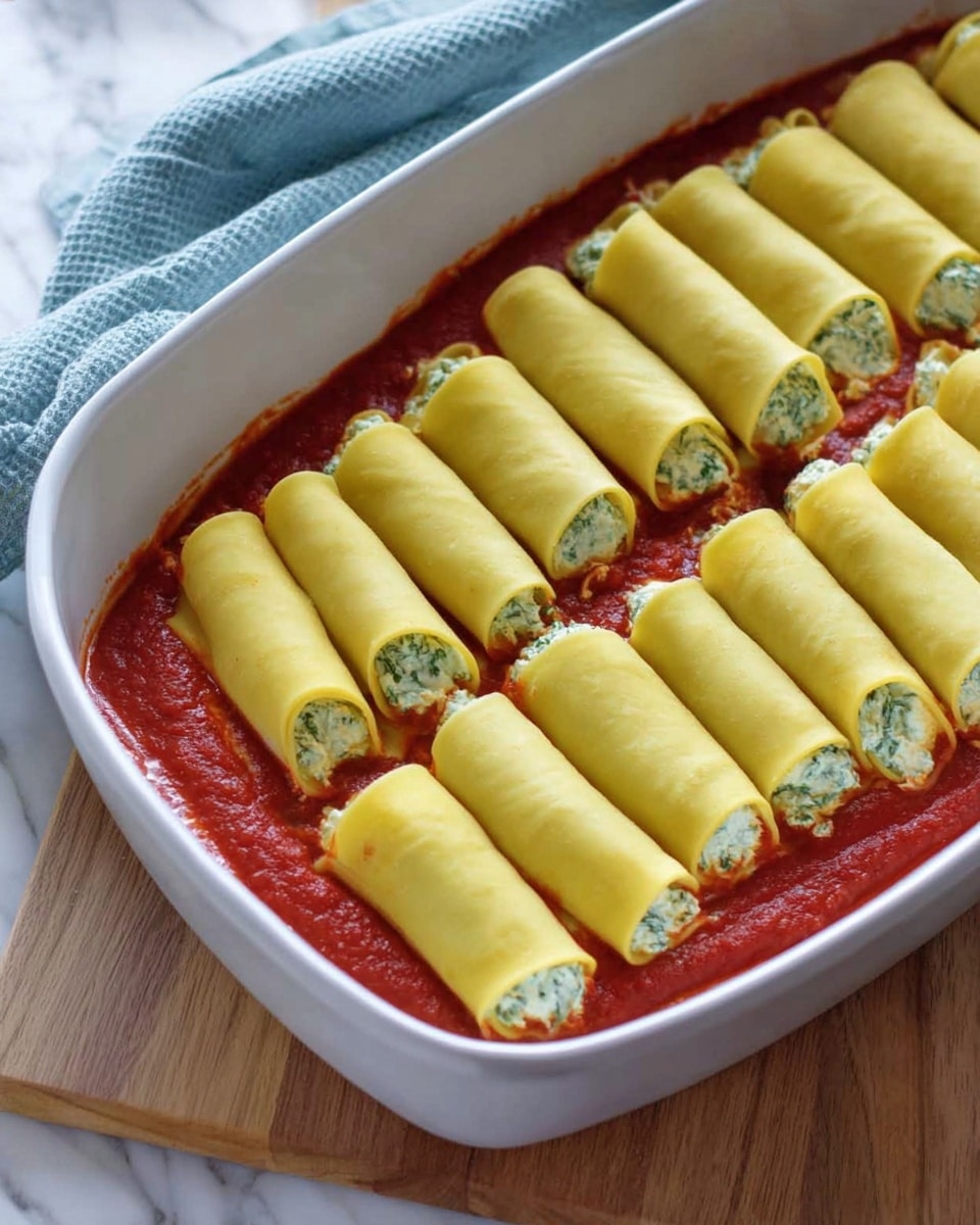 A white rectangular dish holds a baked lasagna with a golden, slightly browned top layer of melted cheese, with glimpses of red tomato sauce peeking through. Small fresh green basil leaves are scattered evenly on the surface. The dish is placed on a light grey textured cloth on a white marbled surface. Nearby, a small white bowl with two lemon halves and fresh green basil sprigs add color and freshness to the scene. Photo taken with an iphone --ar 4:5 --v 7