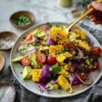 Charred Corn Avocado Salad with Roasted Red Onions Recipe