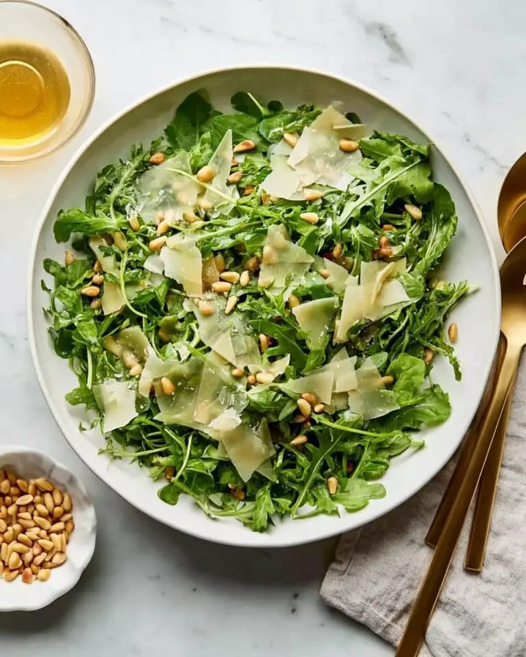 Arugula Salad with Parmesan, Pine Nuts, and Balsamic Vinaigrette Recipe