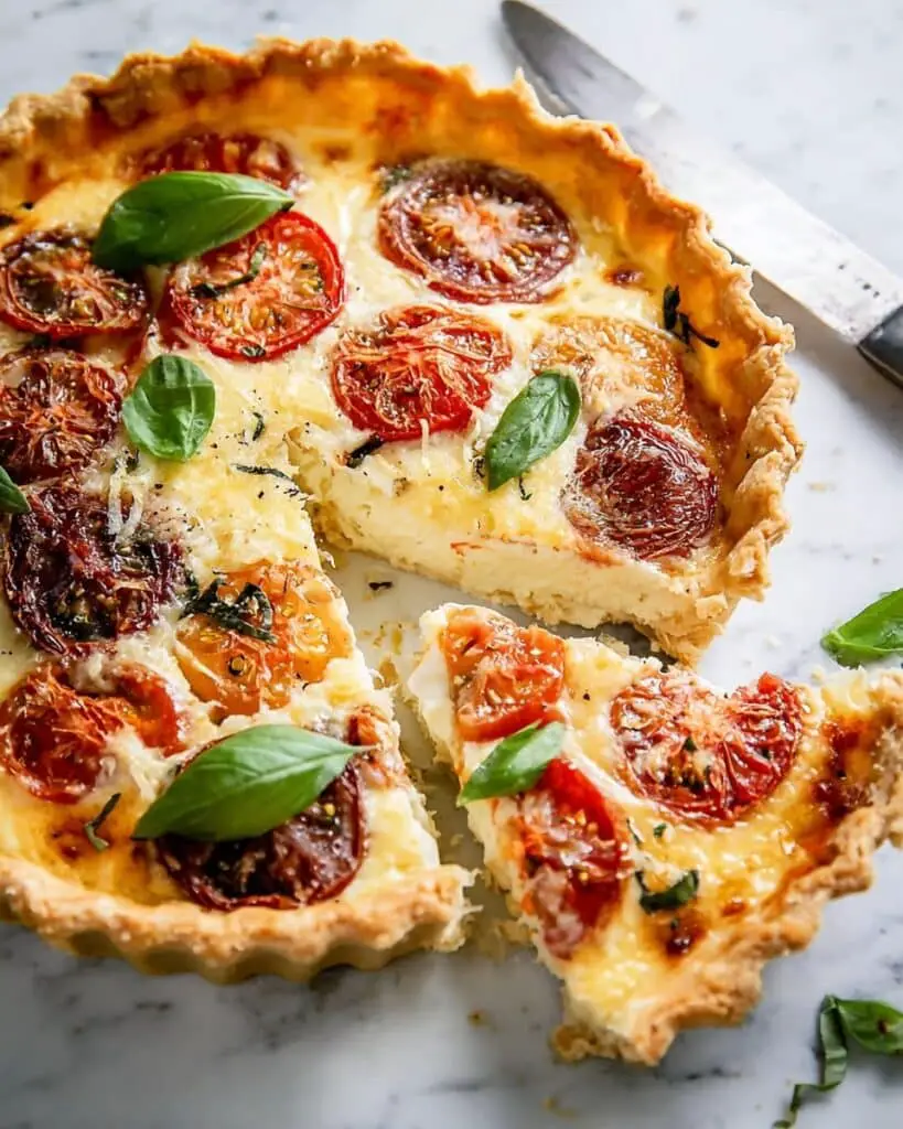 Tomato, Basil & Caramelized Onion Quiche Recipe