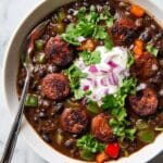 Hearty Black Bean Soup with Smoked Sausage and Spices Recipe