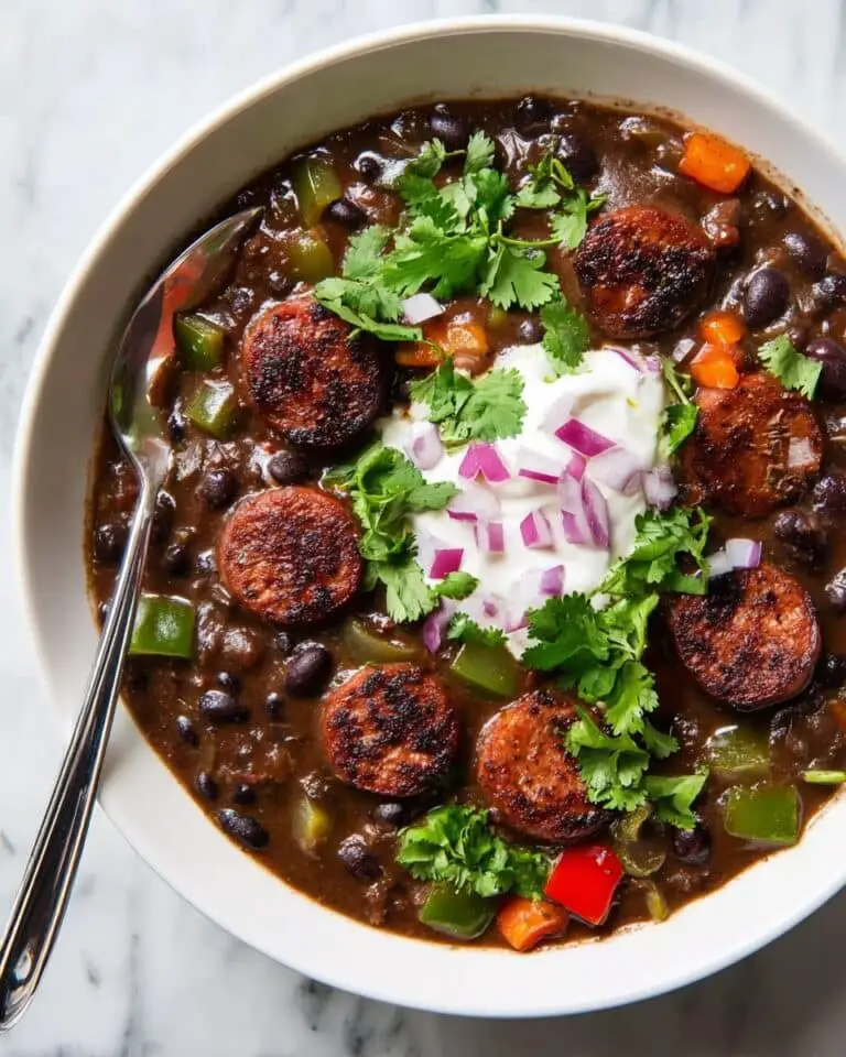 Hearty Black Bean Soup with Smoked Sausage and Spices Recipe