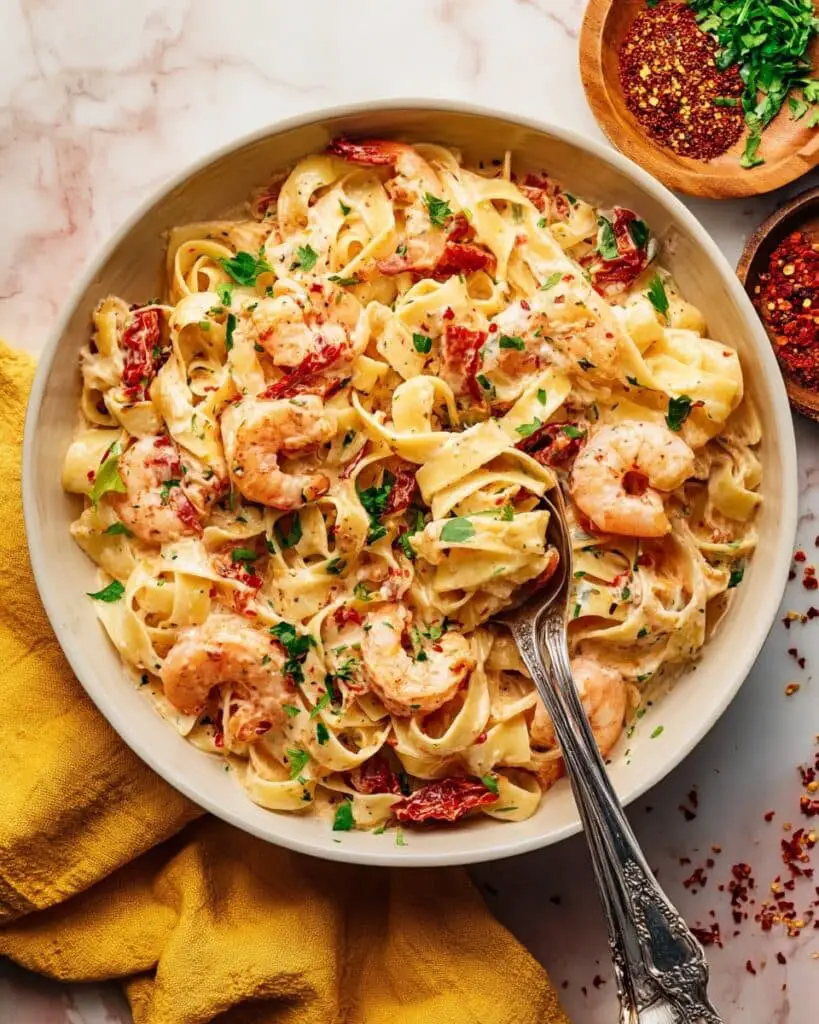 Creamy Tuscan Shrimp Pasta (Dairy-Free) Recipe