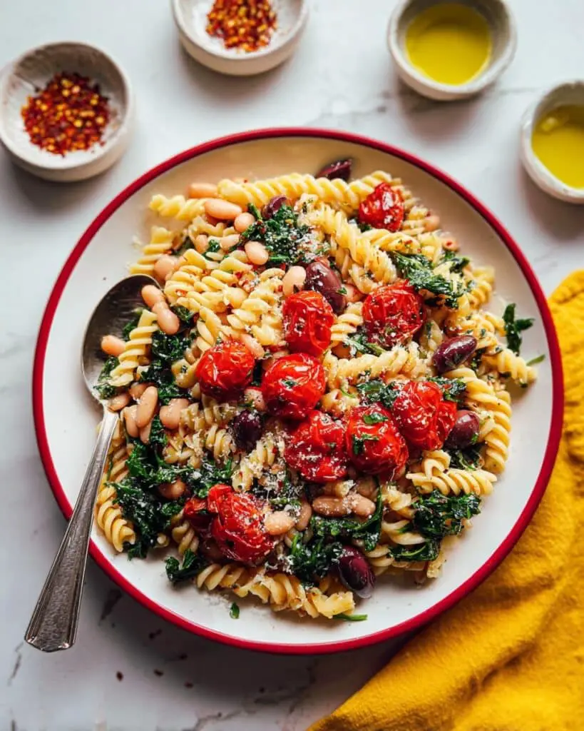 Garlicky Cherry Tomato Pasta with White Beans Recipe