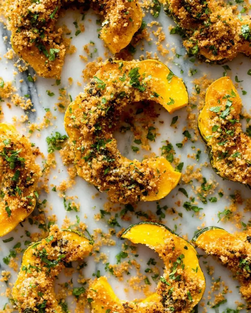 Garlic & Herb Breaded Delicata Squash Recipe