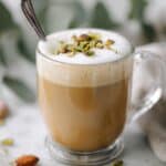 Pistachio Oat Milk Latte with Salted Brown Butter Topping Recipe