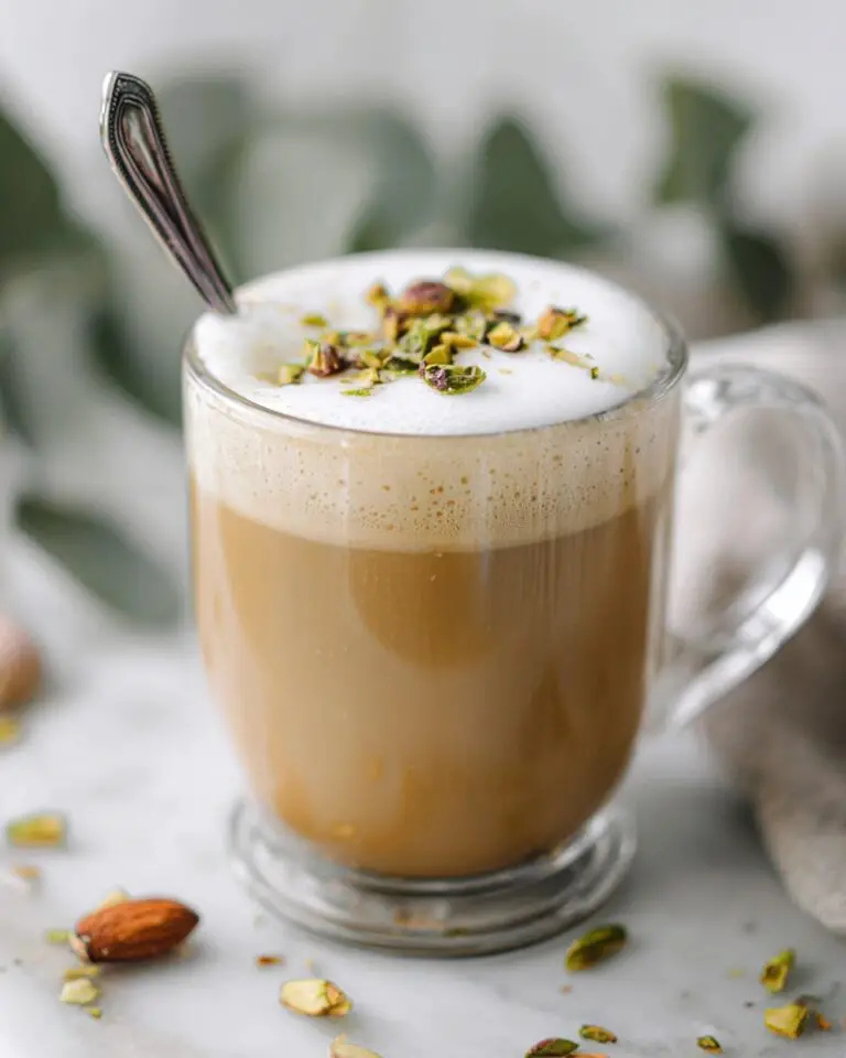Pistachio Oat Milk Latte with Salted Brown Butter Topping Recipe