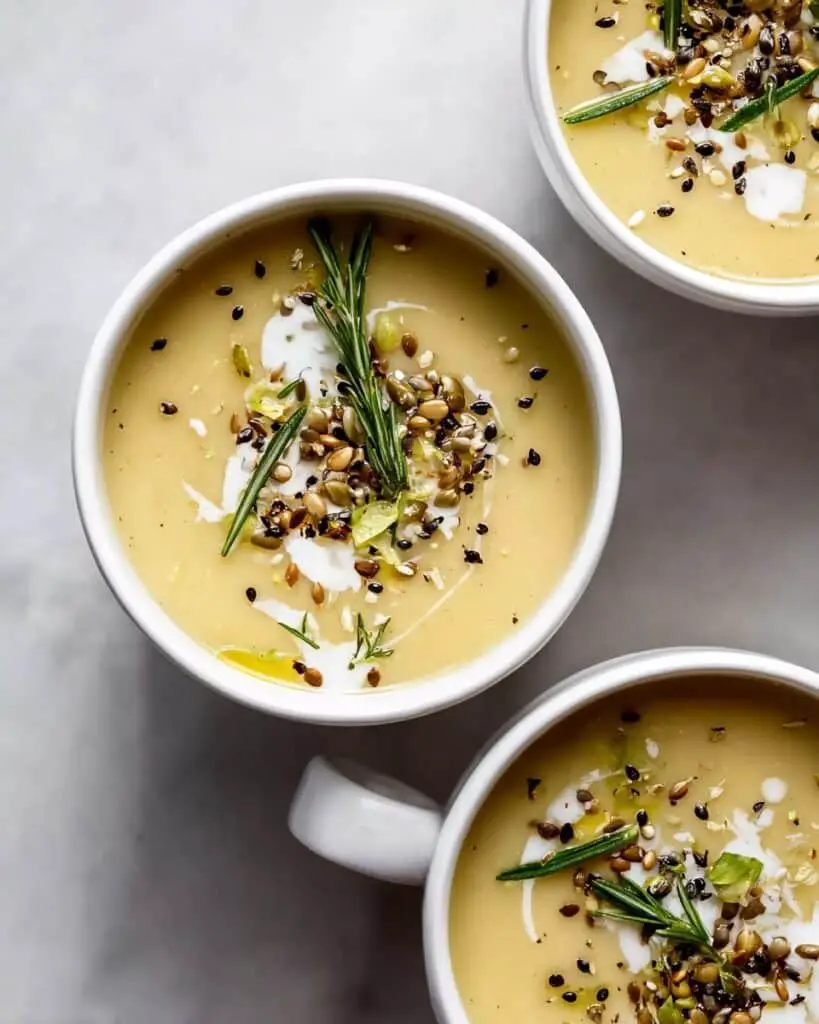 Creamy Roasted Garlic and Parsnip Soup with Toasted Seeds Recipe