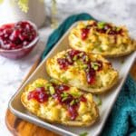 Cheesy Turkey and Stuffing Potato Skins with Cranberry Sauce Recipe