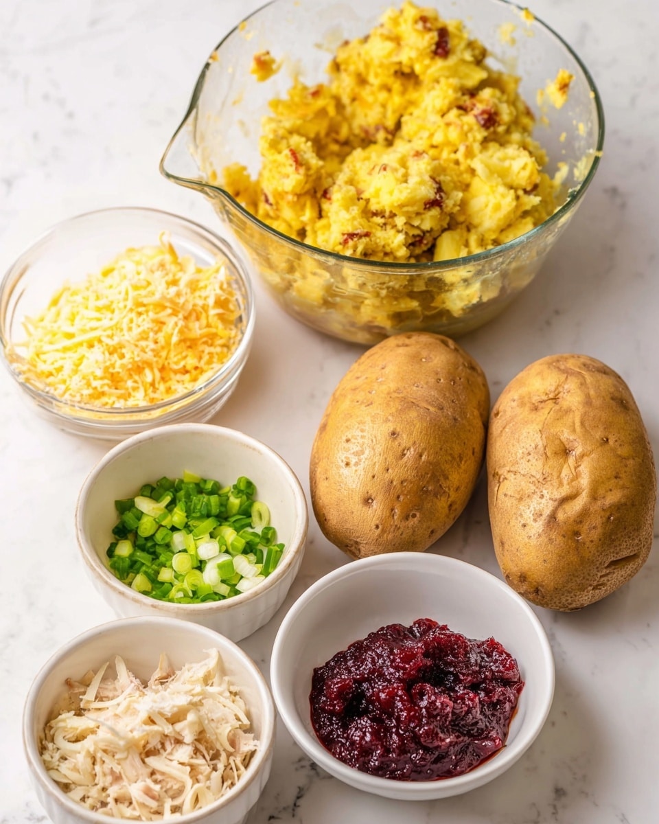Cheesy Turkey and Stuffing Potato Skins with Cranberry Sauce Recipe
